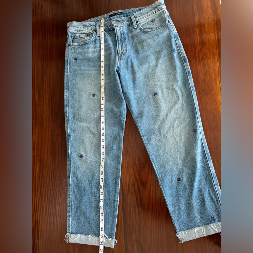NWOT Embroidered Lucky Brand Mid Rise
Boyfriend Floral Jeans, Sz 6 - Picture 8 of 12